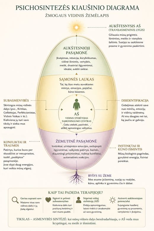 Psichosintezės kiaušinio diagrama — žmogaus vidinis žemėlapis